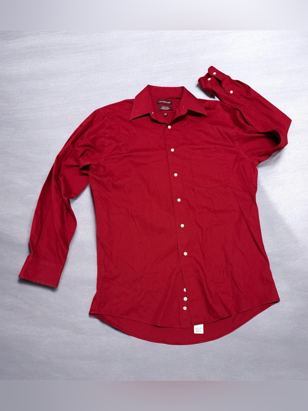 Covington Red LongSleeve ButtonUp Shirt Men’s Small 14.5 WrinkleFree Dress Shirt